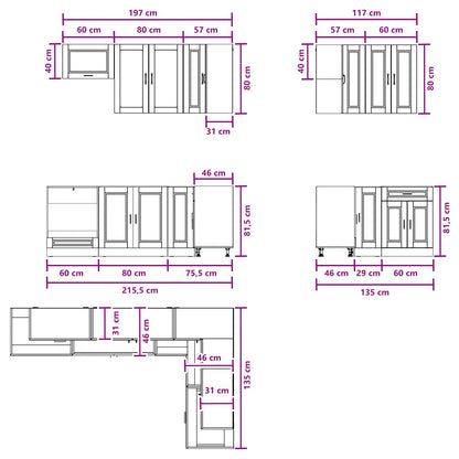Kitchen Unit PORTO 8 pcs Old Wood Engineered Wood