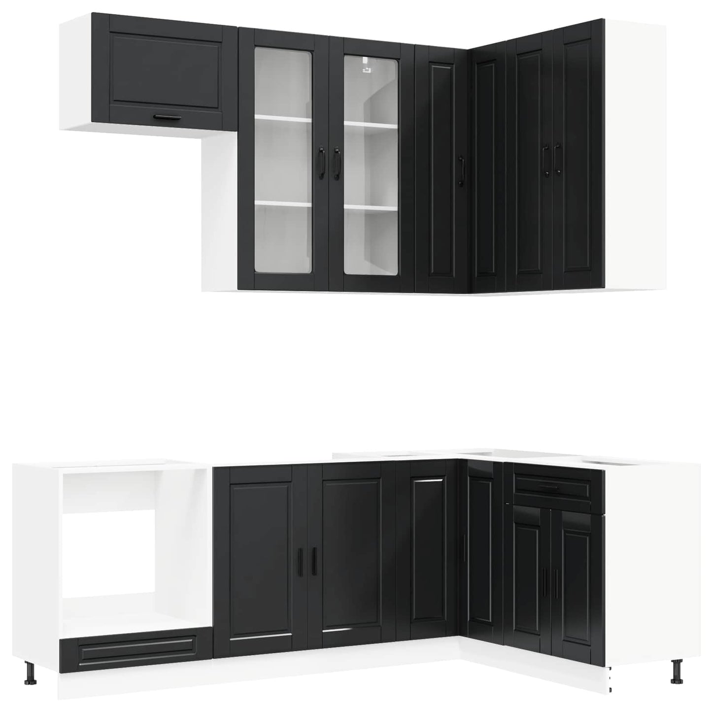 Kitchen Unit PORTO 8 pcs Black Engineered Wood