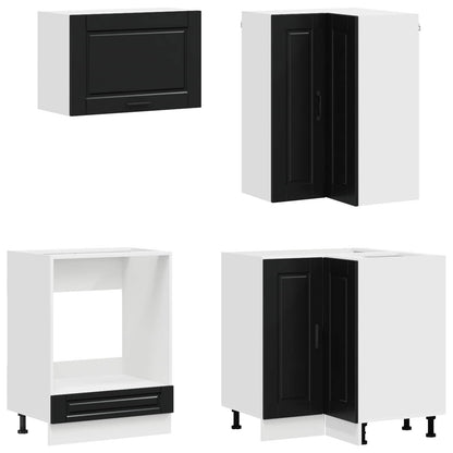 Kitchen Unit PORTO 8 pcs Black Engineered Wood