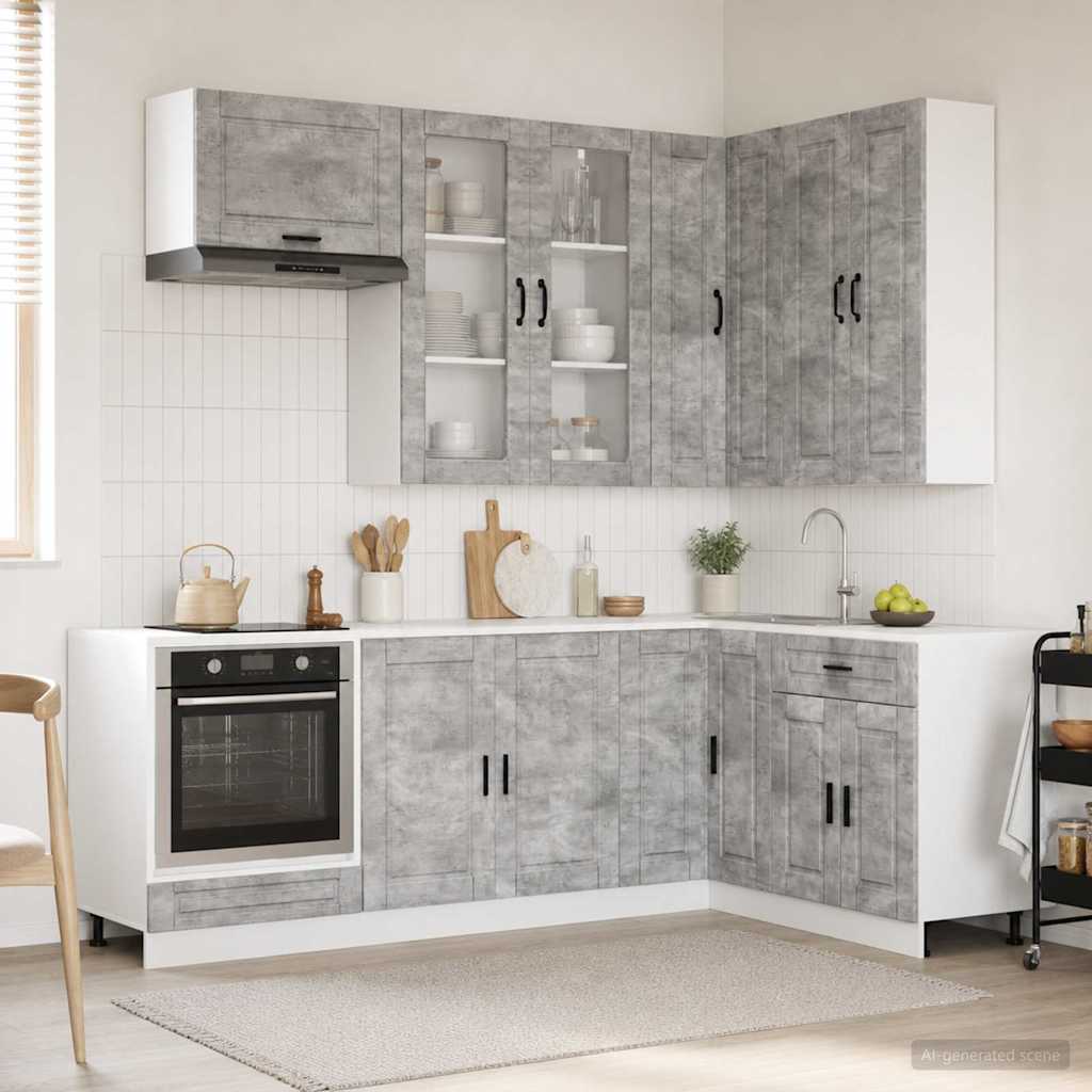 Kitchen Unit PORTO 8 pcs Concrete Grey Engineered Wood