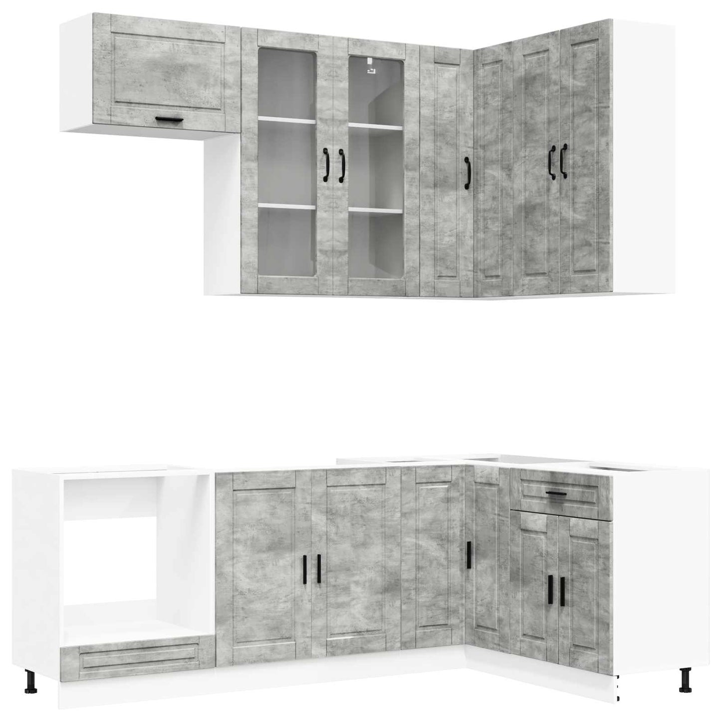 Kitchen Unit PORTO 8 pcs Concrete Grey Engineered Wood