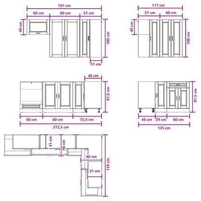 Kitchen Unit PORTO 8 pcs Concrete Grey Engineered Wood