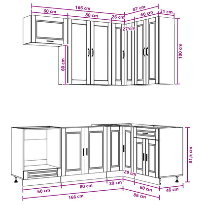Kitchen Unit PORTO 8 pcs Brown Oak Engineered Wood