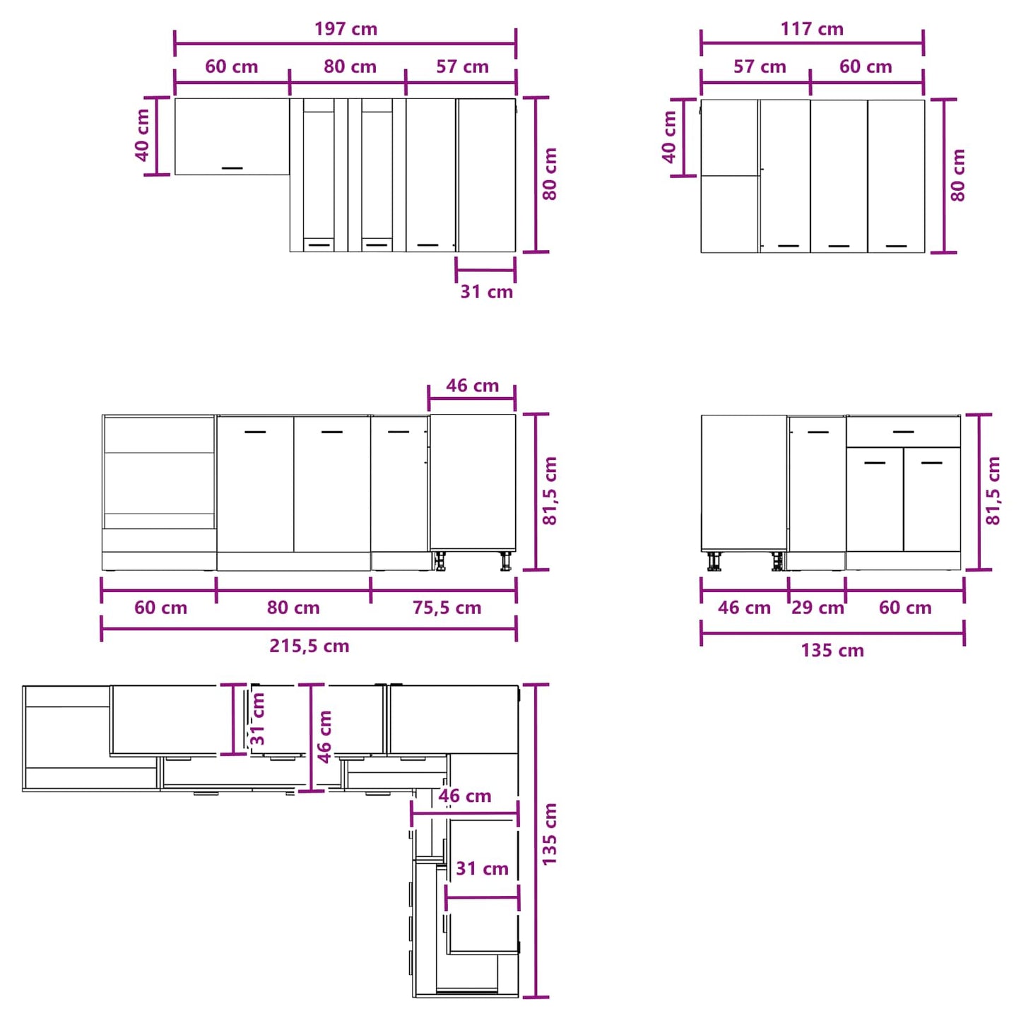 Kitchen Unit LYON 8 pcs White Engineered Wood