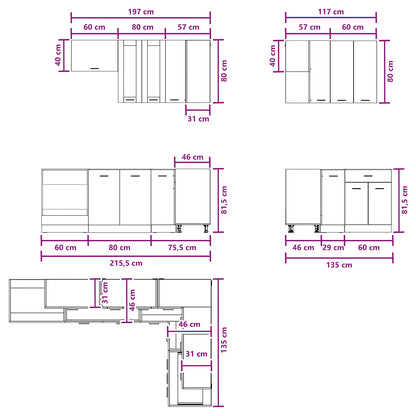 Kitchen Unit LYON 8 pcs White Engineered Wood