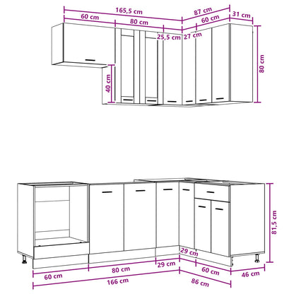 Kitchen Unit LYON 8 pcs Sonoma Oak Engineered Wood