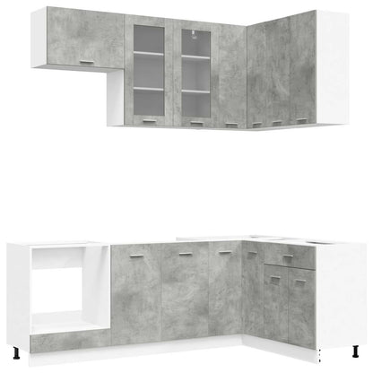 Kitchen Unit LYON 8 pcs Concrete Grey Engineered Wood