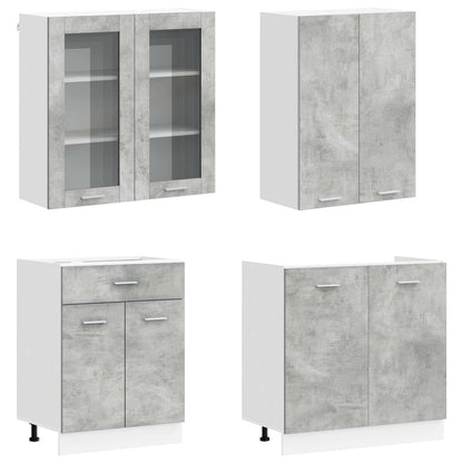 Kitchen Unit LYON 8 pcs Concrete Grey Engineered Wood