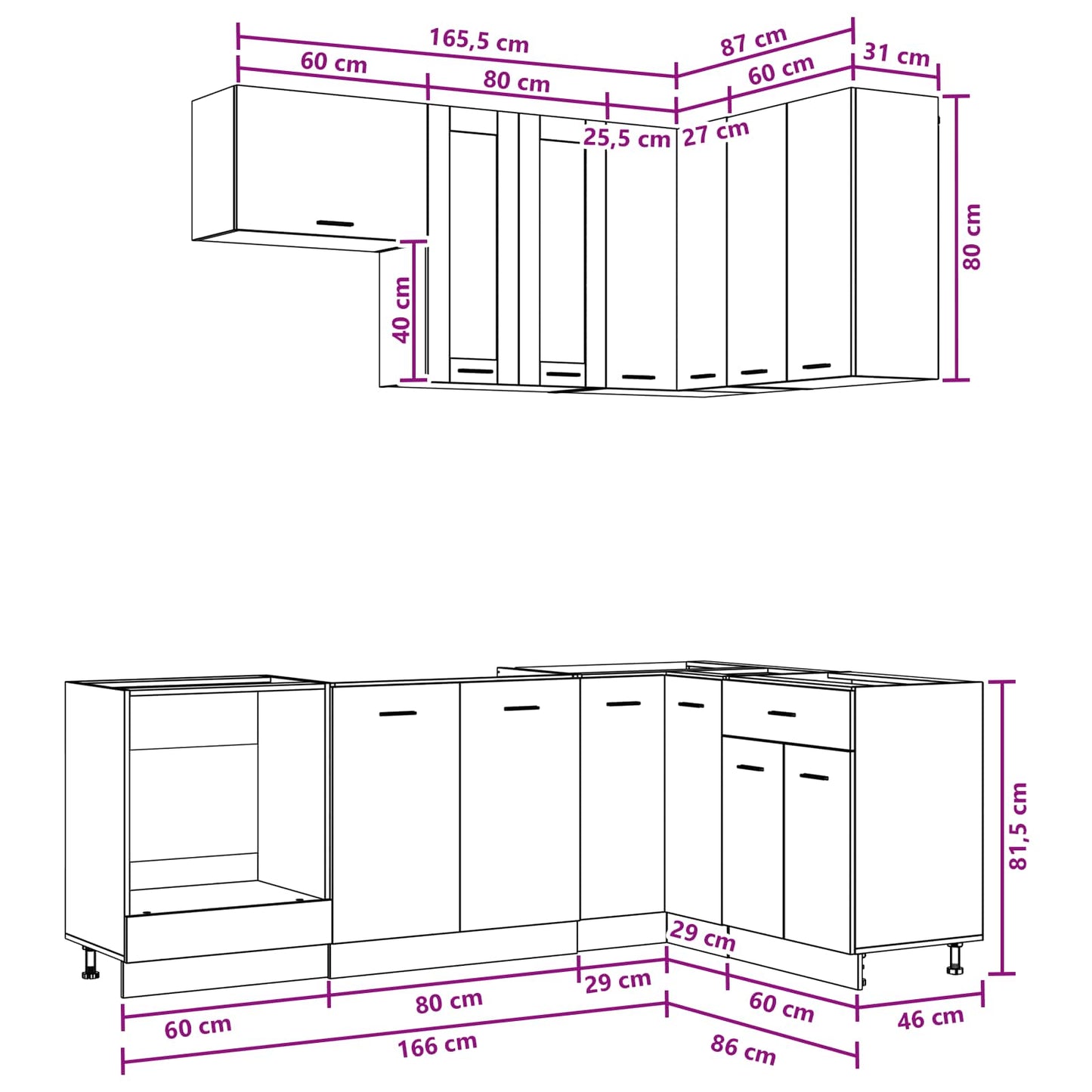 Kitchen Unit LYON 8 pcs Smoked Oak Engineered Wood