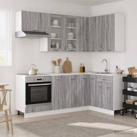 Kitchen Unit LYON 8 pcs Grey Sonoma Engineered Wood