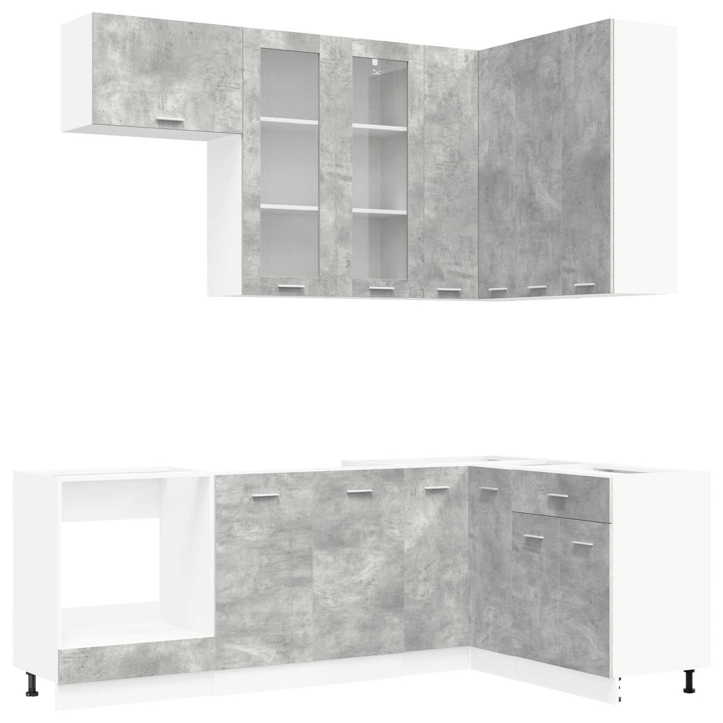 Kitchen Unit LYON 8 pcs Concrete Grey Engineered Wood
