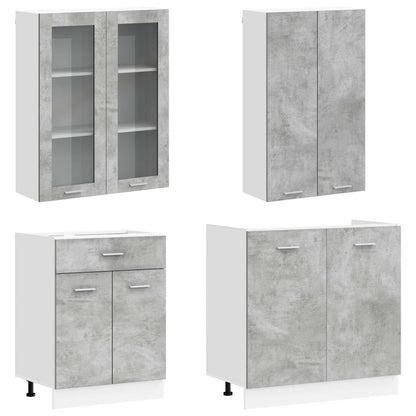 Kitchen Unit LYON 8 pcs Concrete Grey Engineered Wood