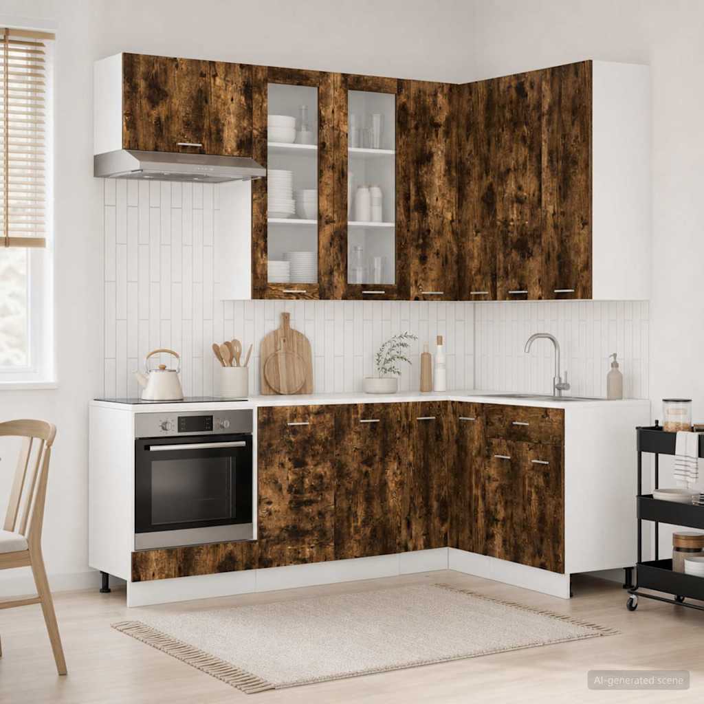 Kitchen Unit LYON 8 pcs Smoked Oak Engineered Wood
