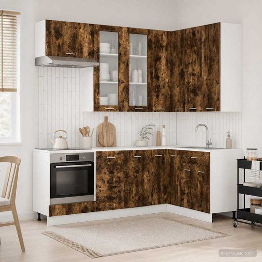 Kitchen Unit LYON 8 pcs Smoked Oak Engineered Wood