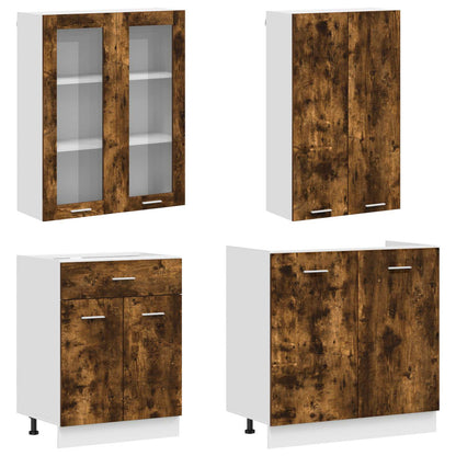 Kitchen Unit LYON 8 pcs Smoked Oak Engineered Wood