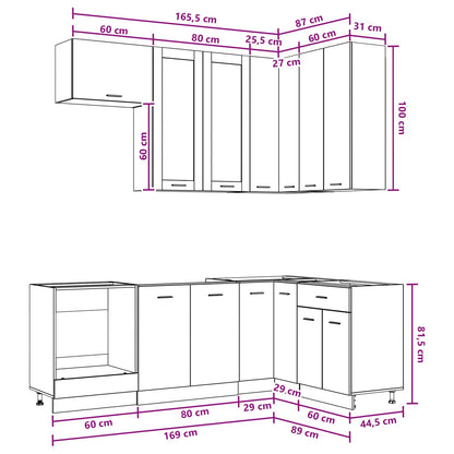 Kitchen Unit LYON 8 pcs Smoked Oak Engineered Wood