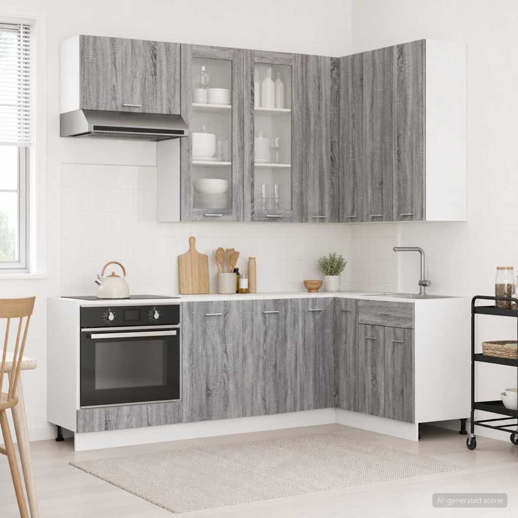 Kitchen Unit LYON 8 pcs Grey Sonoma Engineered Wood