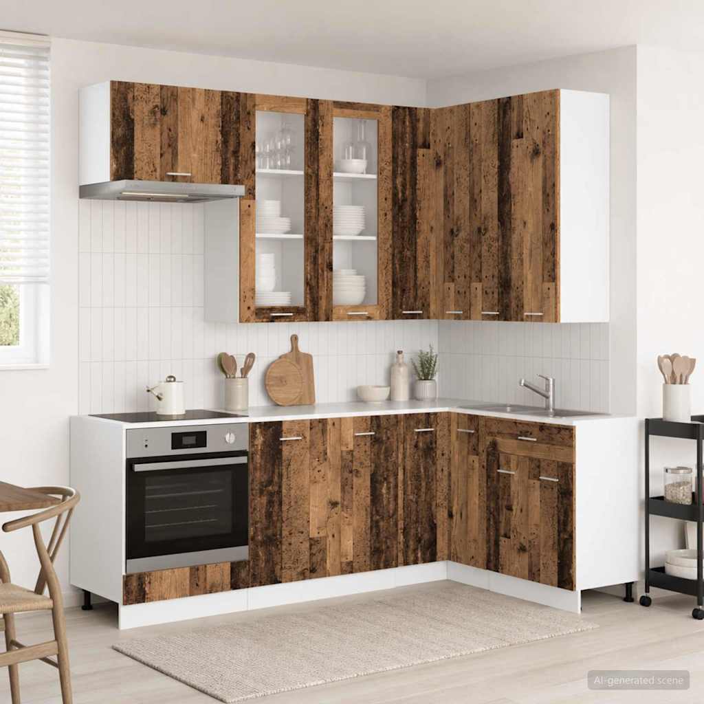 Kitchen Unit LYON 8 pcs Old Wood Engineered Wood