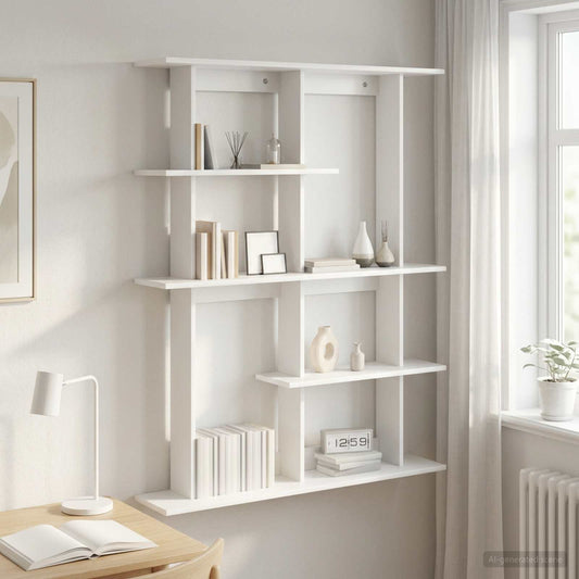 Wall Shelf White 102 x 20 x 130 cm Engineered Wood