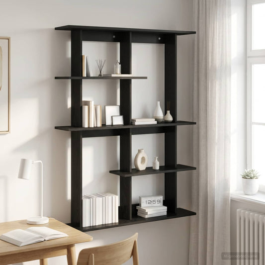Wall Shelf Black Oak 102 x 20 x 130 cm Engineered Wood