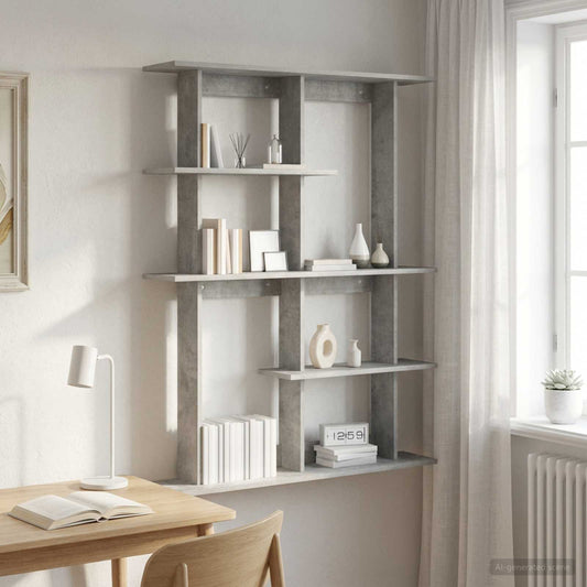Wall Shelf Concrete Grey 102 x 20 x 130 cm Engineered Wood