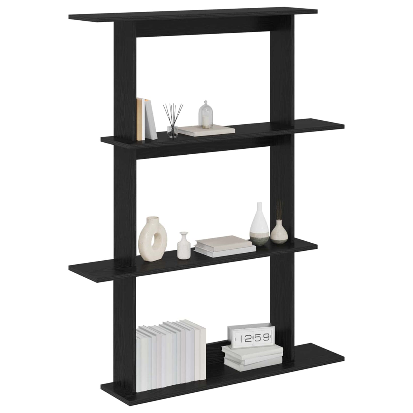 Wall Shelf Black Oak 100 x 20 x 126 cm Engineered Wood