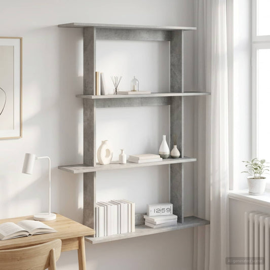 Wall Shelf Concrete Grey 100 x 20 x 126 cm Engineered Wood