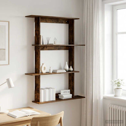 Wall Shelf Smoked Oak 100 x 20 x 126 cm Engineered Wood