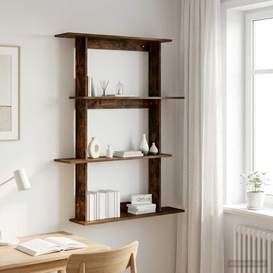 Wall Shelf Smoked Oak 100 x 20 x 126 cm Engineered Wood