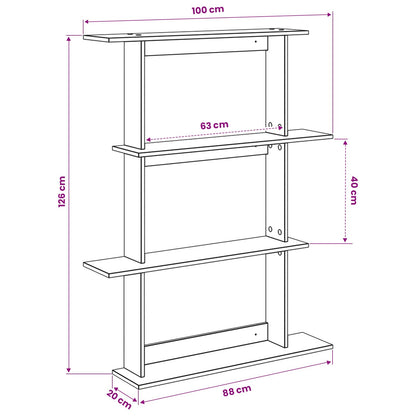 Wall Shelf Grey Sonoma 100 x 20 x 126 cm Engineered Wood
