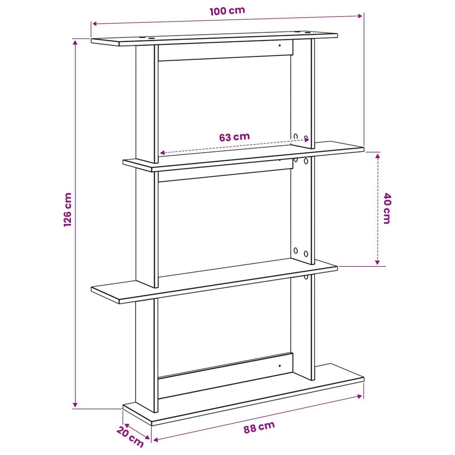 Wall Shelf Old Wood 100 x 20 x 126 cm Engineered Wood