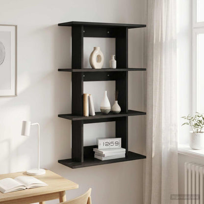 Wall Shelf Wall-Mounted Black Oak 56 x 20 x 90 cm
