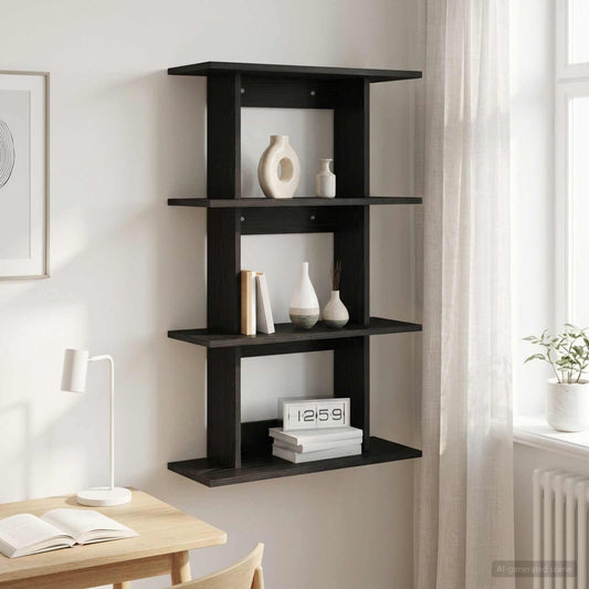 Wall Shelf Wall-Mounted Black Oak 56 x 20 x 90 cm