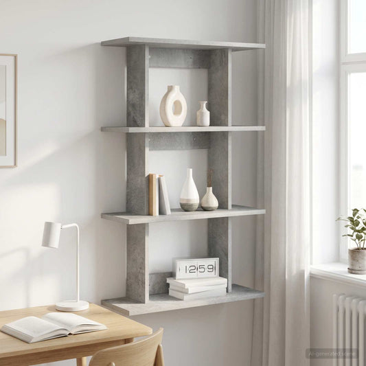 Wall Shelf Wall-Mounted Concrete Grey 56 x 20 x 90 cm