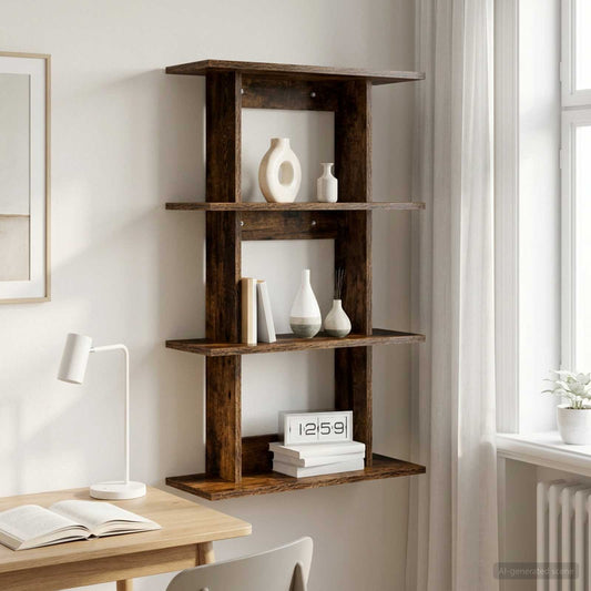 Wall Shelf Wall-Mounted Smoked Oak 56 x 20 x 90 cm