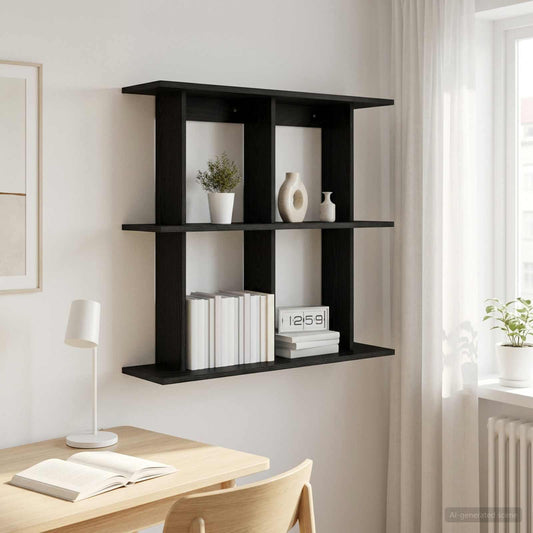Wall Shelf Wall-Mounted Black Oak 80 x 20 x 75 cm