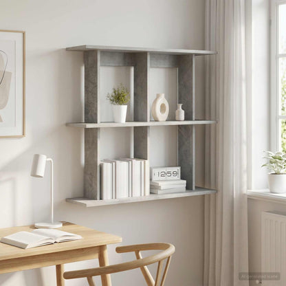 Wall Shelf Wall-Mounted Concrete Grey 80 x 20 x 75 cm