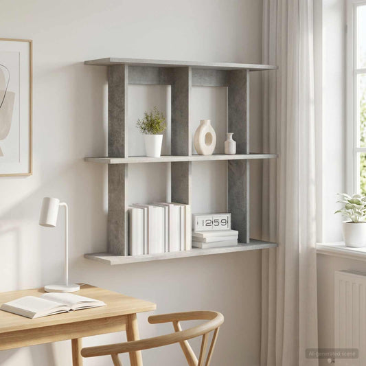 Wall Shelf Wall-Mounted Concrete Grey 80 x 20 x 75 cm