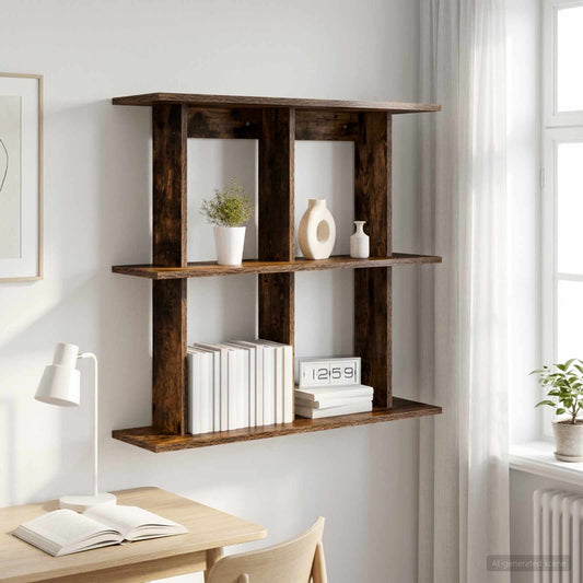 Wall Shelf Wall-Mounted Smoked Oak 80 x 20 x 75 cm