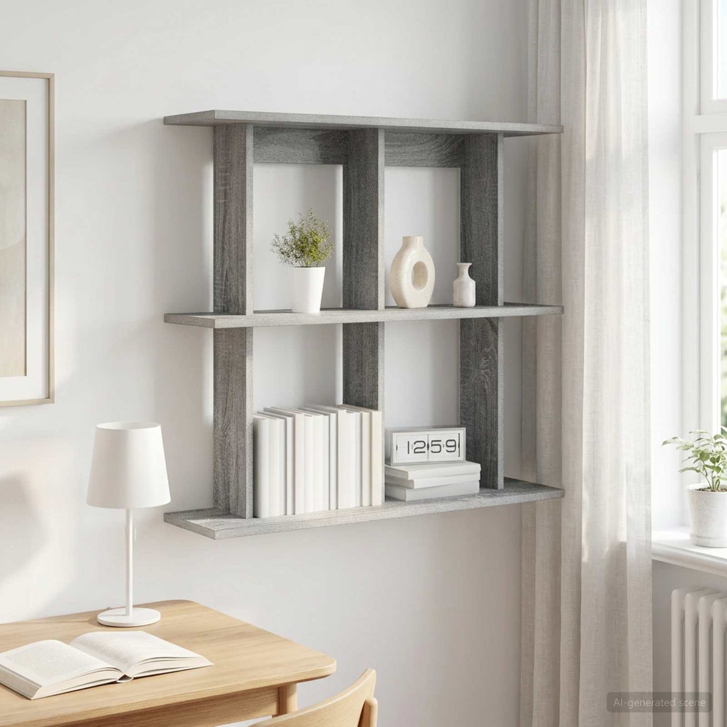 Wall Shelf Wall-Mounted Grey Sonoma 80 x 20 x 75 cm
