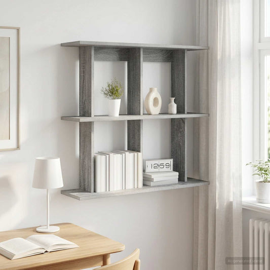 Wall Shelf Wall-Mounted Grey Sonoma 80 x 20 x 75 cm