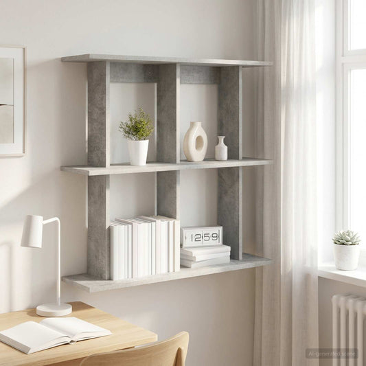 Wall Shelf Wall-Mounted Concrete Grey 100 x 20 x 75 cm