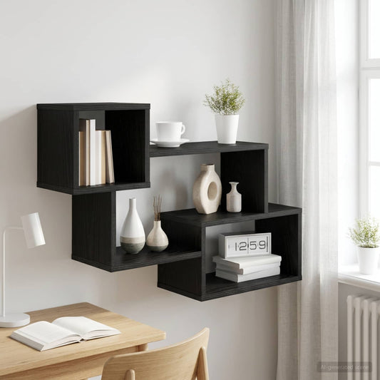 Floating Shelf Wall-Mounted Black Oak 87 x 20 x 55 cm