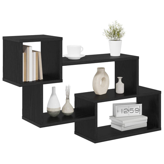 Floating Shelf Wall-Mounted Black 87 x 20 x 55 cm