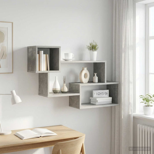 Floating Shelf Wall-Mounted Concrete Grey 87 x 20 x 55 cm