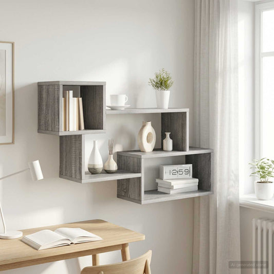 Floating Shelf Wall-Mounted Grey Sonoma 87 x 20 x 55 cm