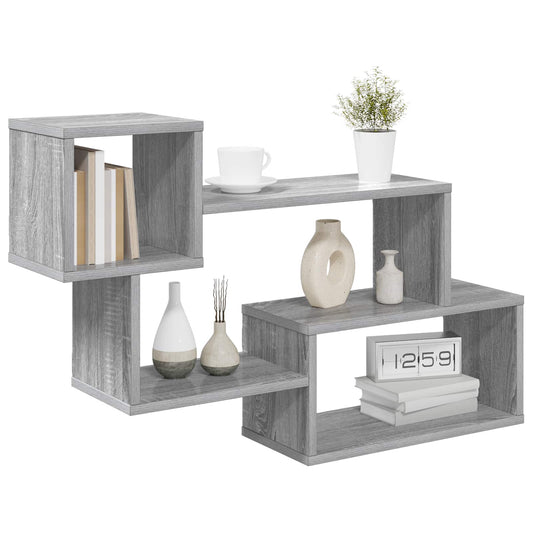 Floating Shelf Wall-Mounted Grey 87 x 20 x 55 cm
