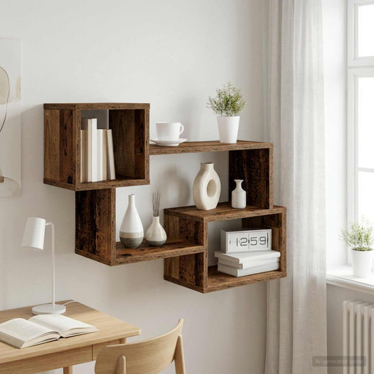 Floating Shelf Wall-Mounted Old Wood 87 x 20 x 55 cm