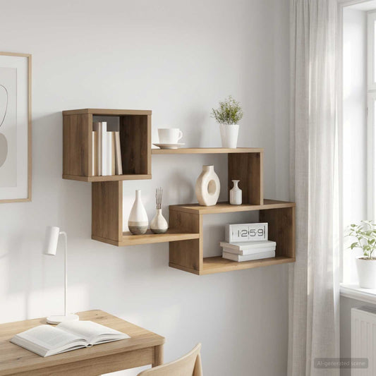 Floating Shelf Wall-Mounted Artisan Oak 87 x 20 x 55 cm