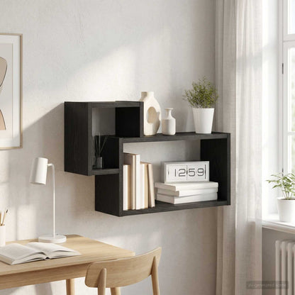 Wall Shelf Wall-Mounted Black Oak 55 x 15 x 35 cm